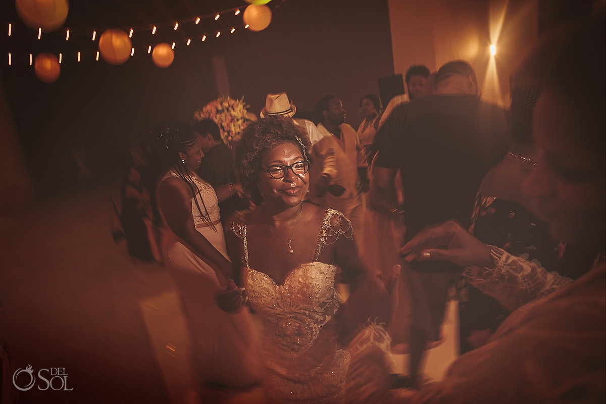 Bride dancing wedding reception moments Sky terrace Hyatt Ziva Cancun