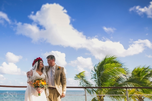 Day of the dead Newlyweds Blue Dimond Riviera Maya Beach Wedding