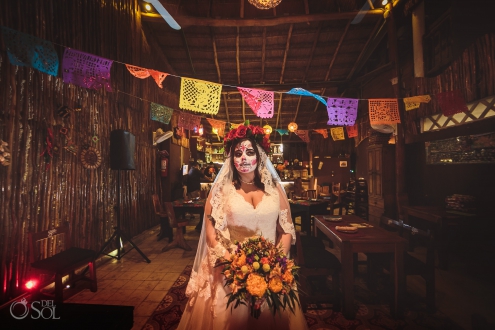 bride with makeup Day of the Dead Wedding
