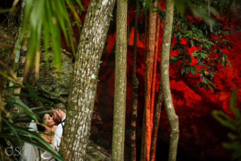 Romantic jungle wedding photo cenote trash the dress riviera maya