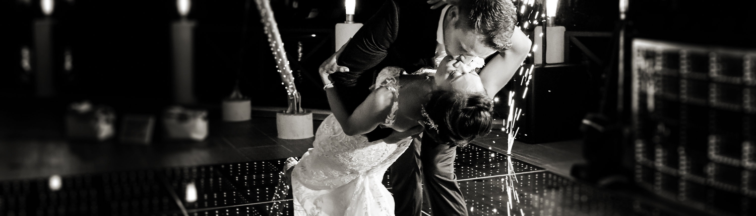 Black White First Dance Gorgeous Bride Groom Secrets Silversands Cancun Wedding Reception light decoration disco floor