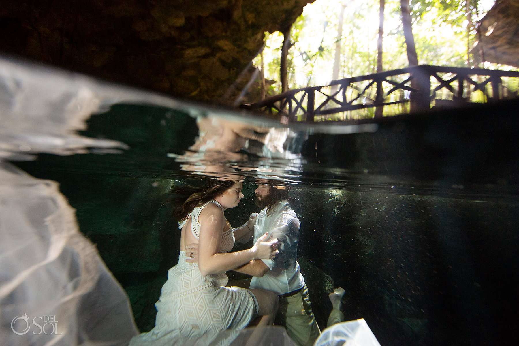 Tulum cenote wedding ceremony underwater photography