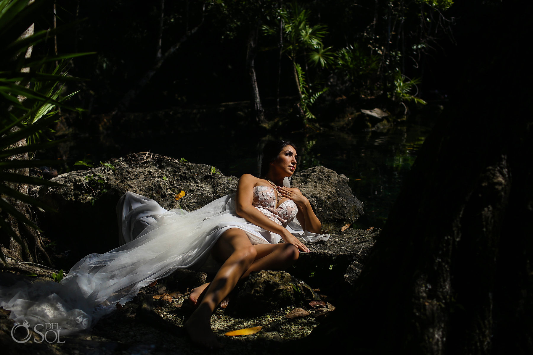 Jungle bride boudoir Trash the Dress