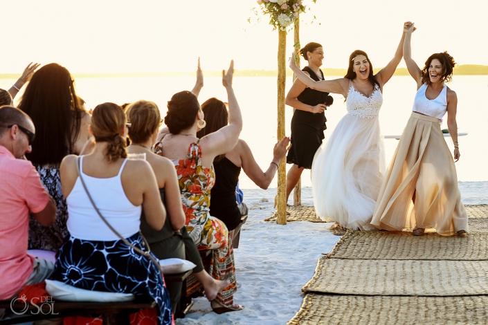 Newlyweds lesbian ceremony dresses Same Sex Nizuc Wedding