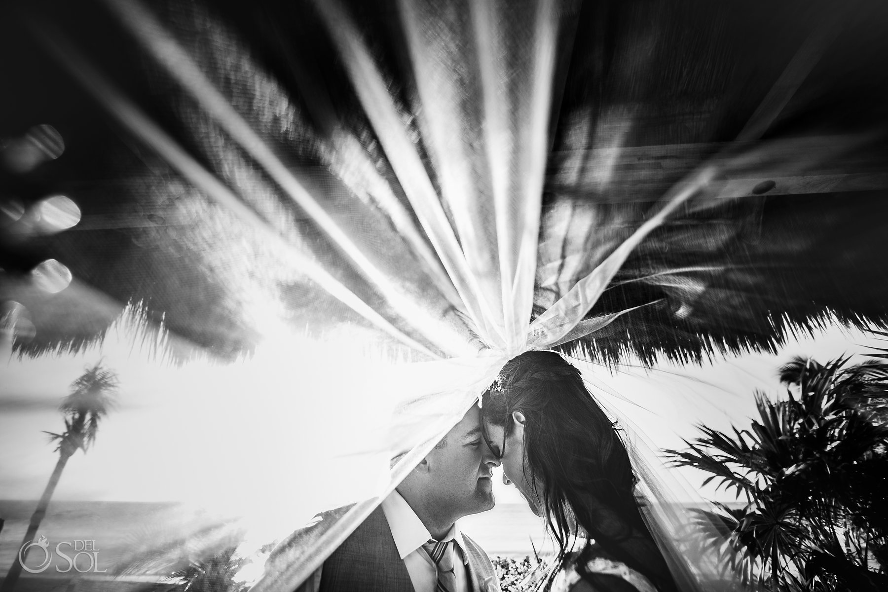 Tulum Cenote Experience bride and groom black and white photography