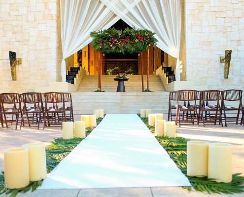Grand Staircase Dreams Riviera Cancun Wedding ceremony setup