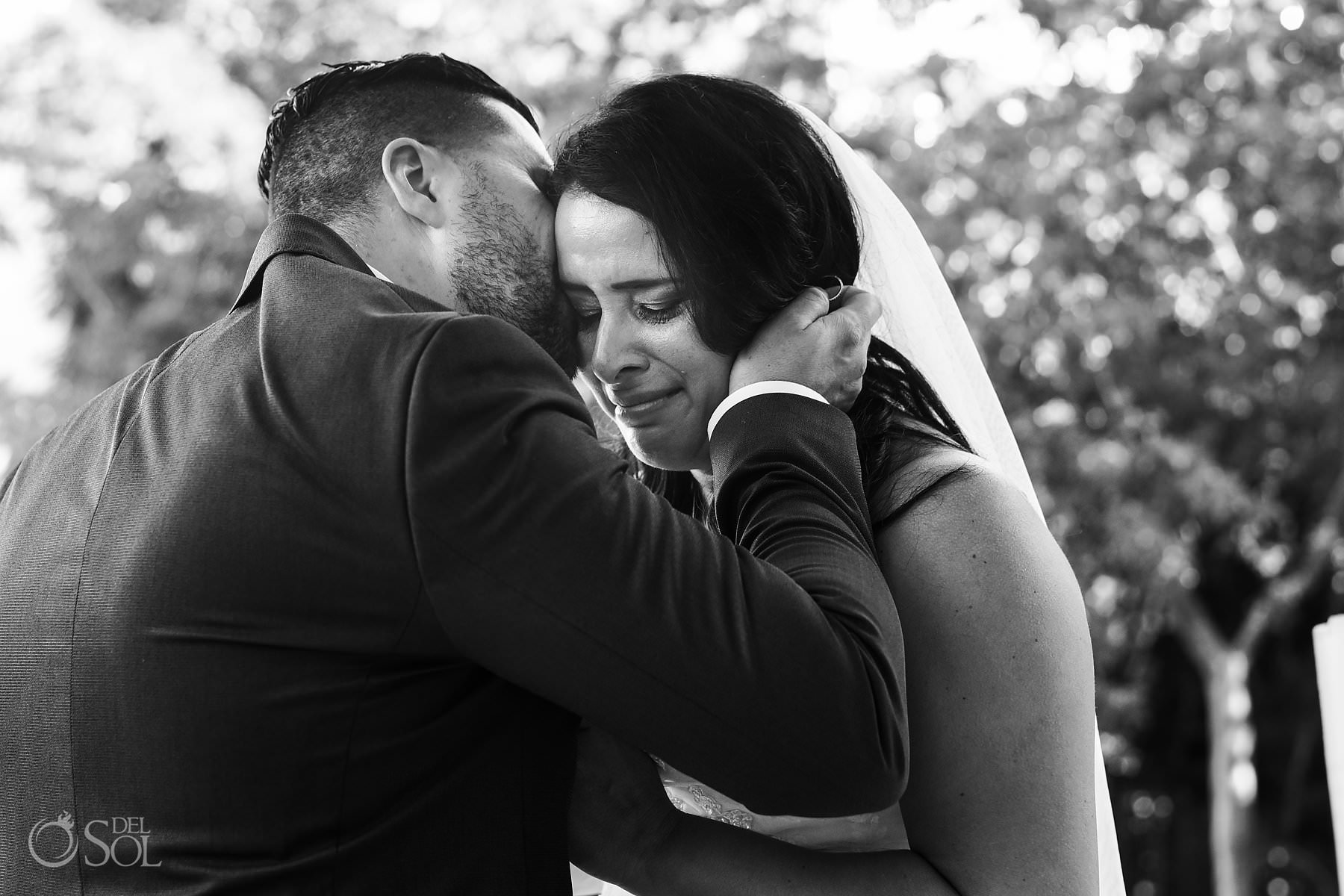 Black and white ceremony moments photography Dreams Riviera Cancun