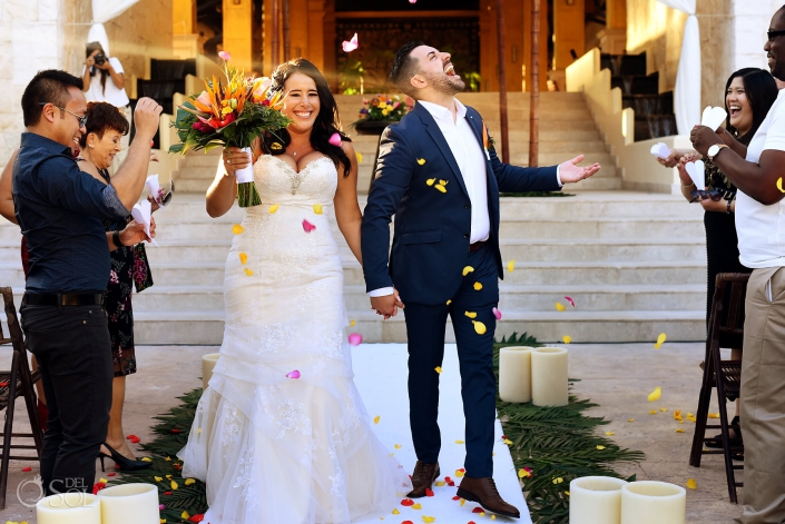 Just married Dreams Riviera Cancun wedding