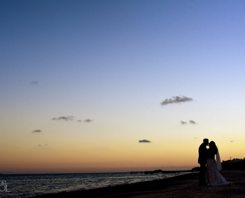 Dreams Riviera Cancun wedding photos on the beach at sunset