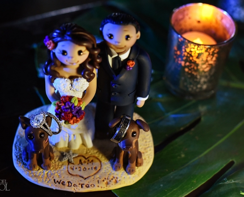 husband wife with dog cake topper Dreams Riviera Cancun wedding