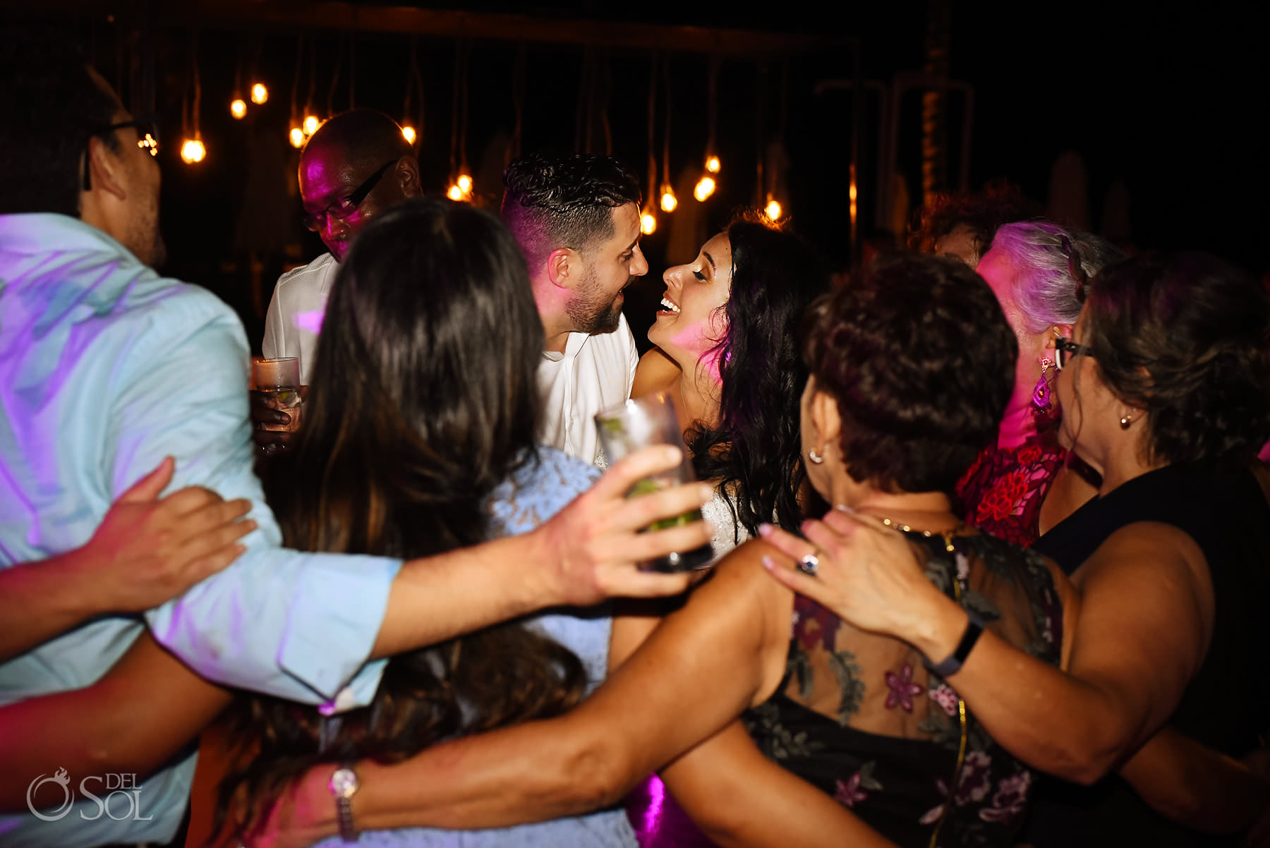 Party and fun Dreams Riviera Cancun wedding reception portraits