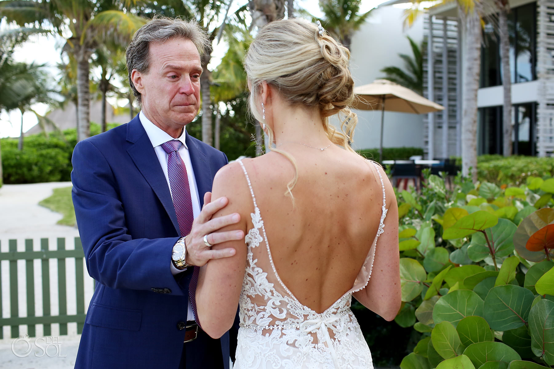 crying dad first look Andaz Mayakoba Wedding 