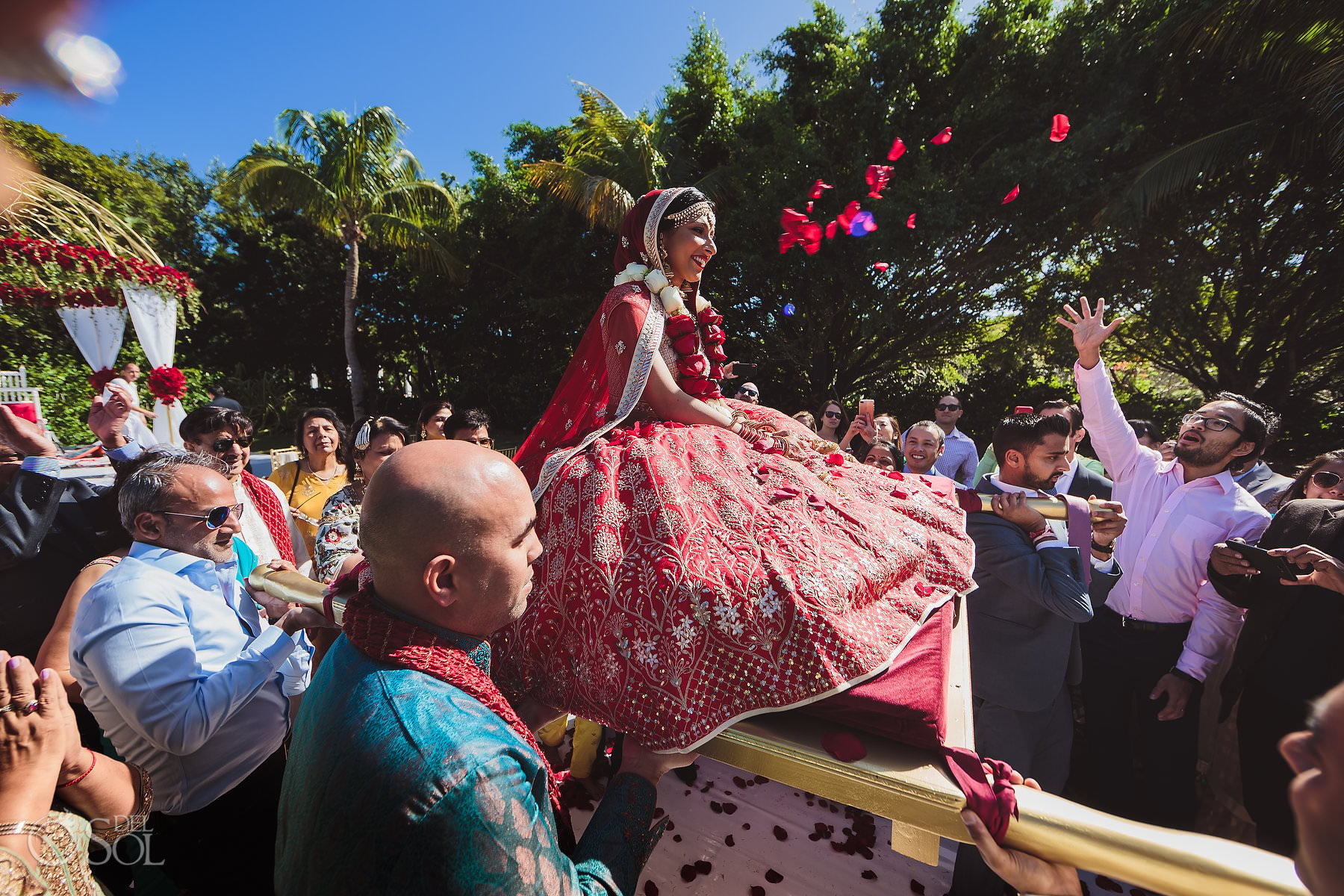 Mexico South Asian Wedding Bride exit Dreams Tulum Hindu Garden ceremony