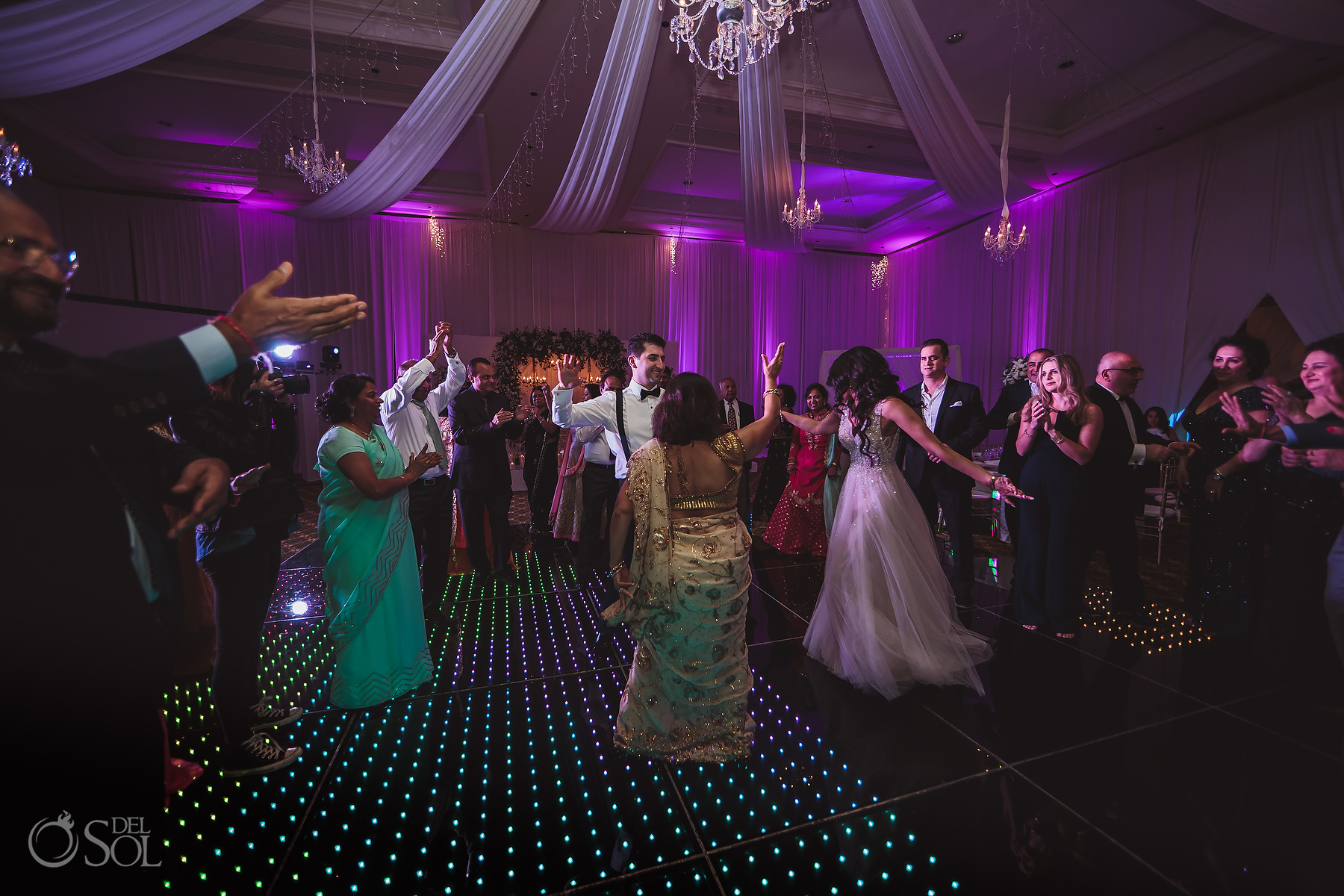 Multicultural family dance Dreams Tulum Jewish Wedding Reception