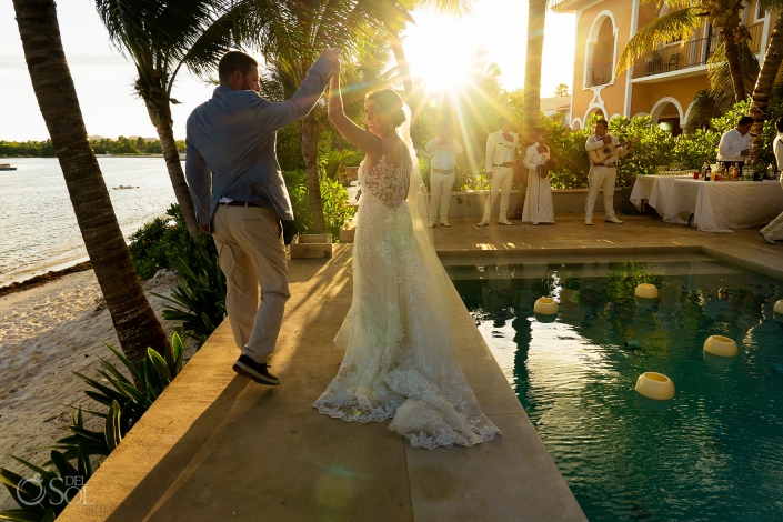 Dancing with the sun just married couple riviera maya villa wedding