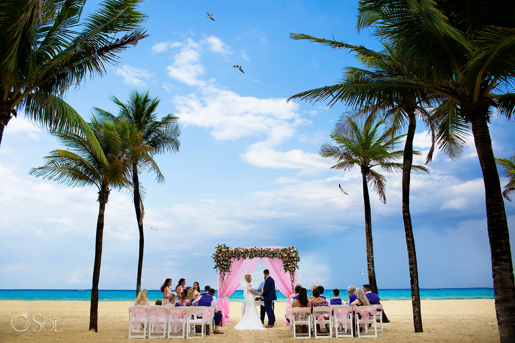 Riu Palace Mexico wedding photographer beach ceremony set up Playa del Carmen Mexico