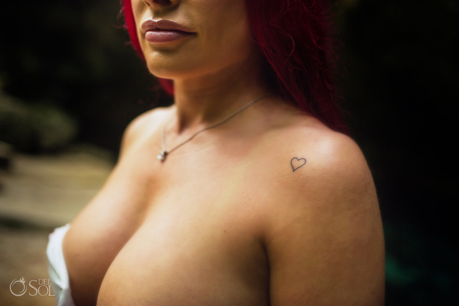sexy shoulder heart tattoo boudoir photography detail