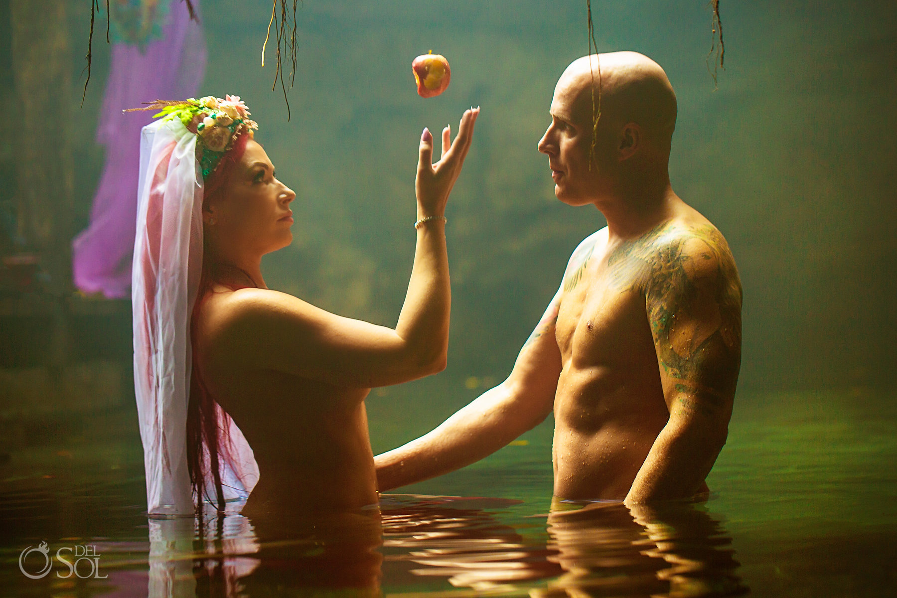 adam and eve apple of discord conceptual fine art photography