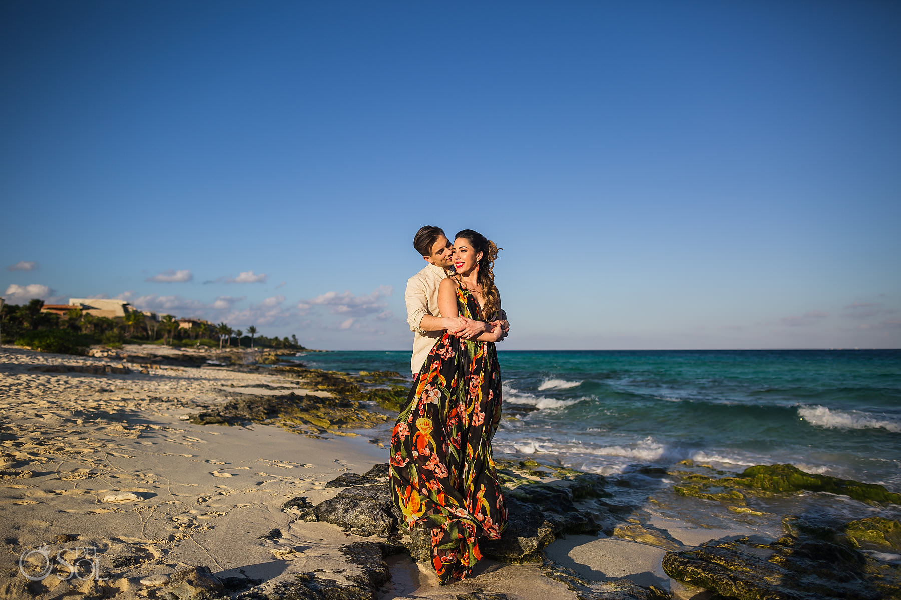 Hotel Xcaret Mexico Beach Portrait Photographer Save the Date Engagement Session