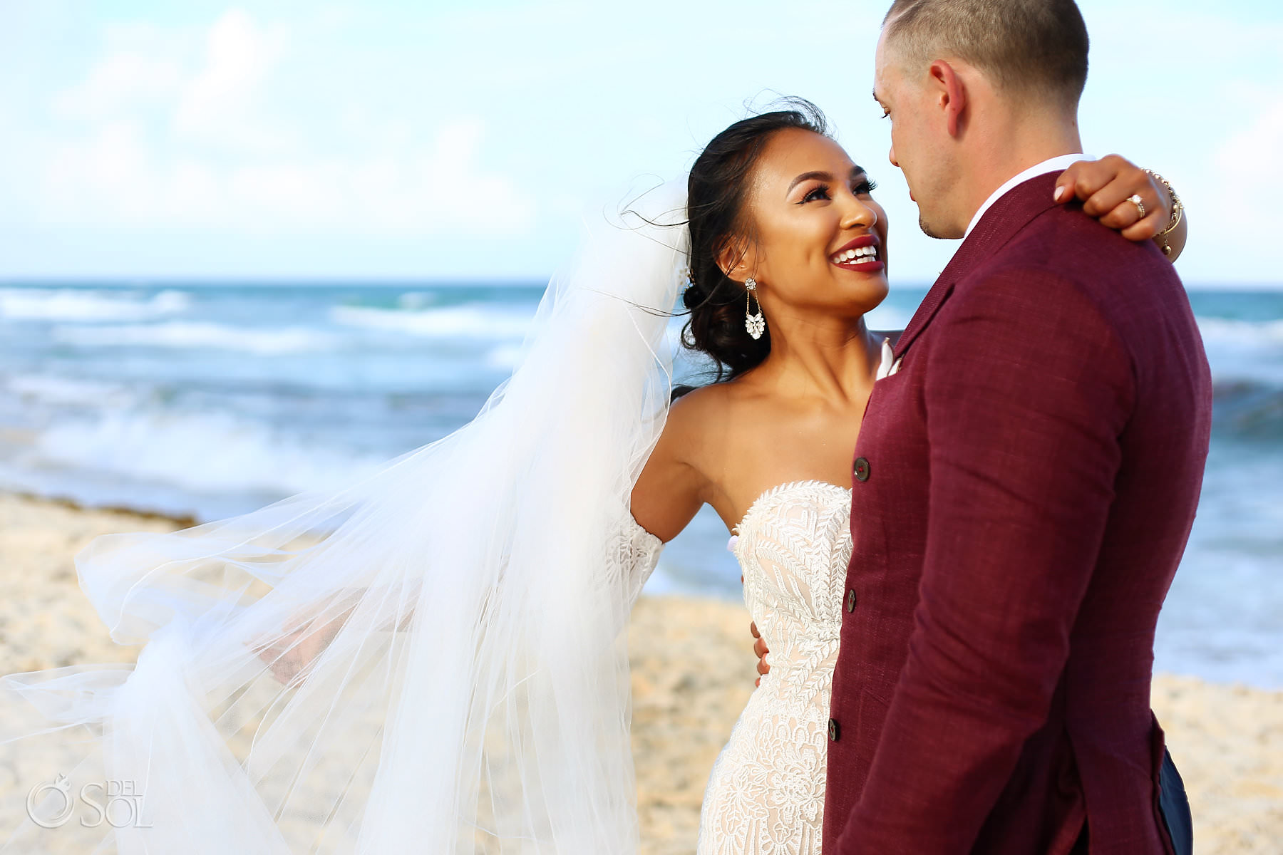 Secrets The Vine Cancun Bride and groom beach portraits