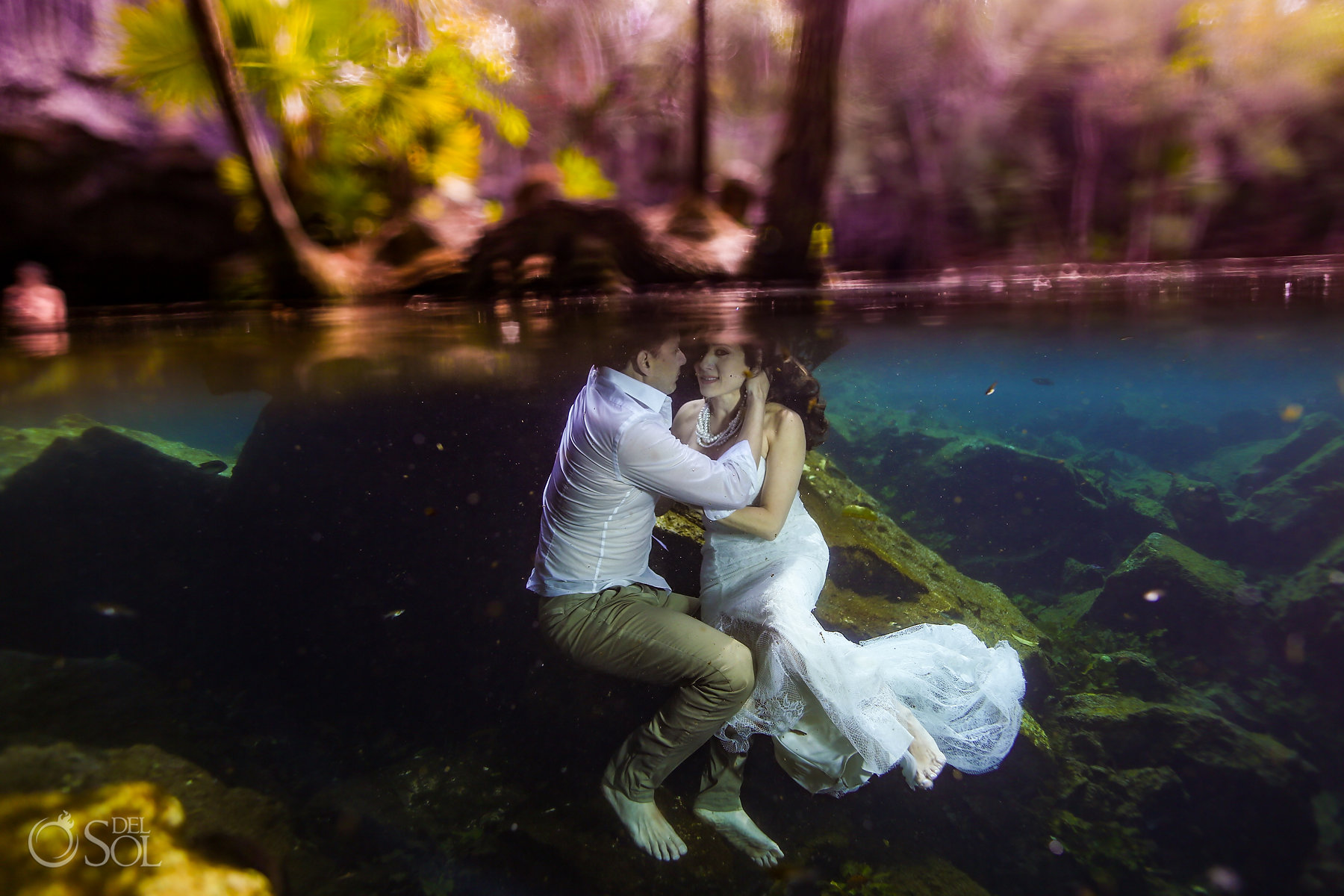 Underwater Superman Photography trash the dress Playa del Carmen, Mexico