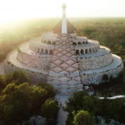 Hotel Xcaret Mexico Weddings The Capilla de Todos los Angeles sitting at the top of the Xpiral Pyramid