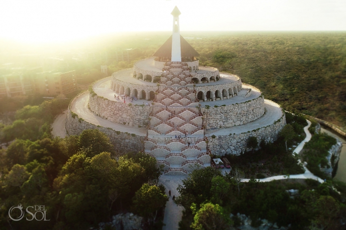 Hotel Xcaret Mexico Weddings The Capilla de Todos los Angeles sitting at the top of the Xpiral Pyramid