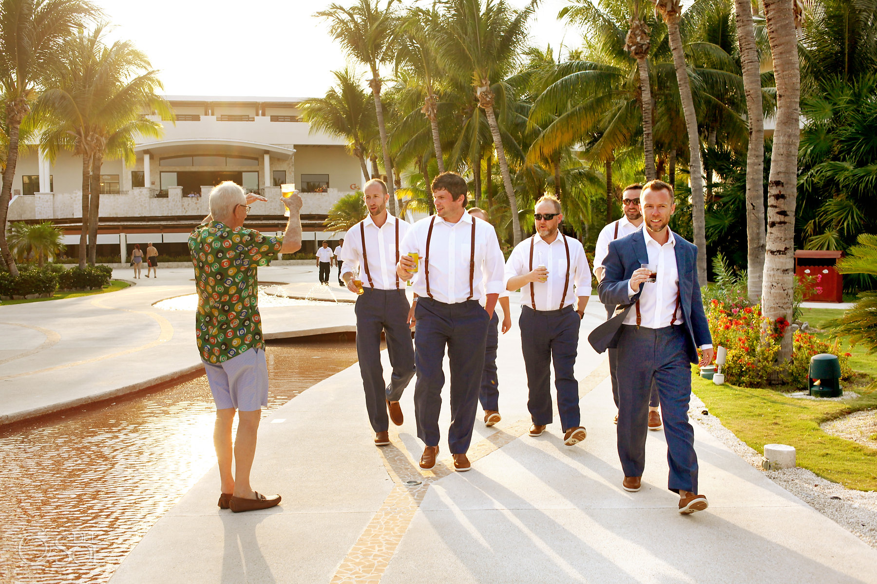 groomsmen walking Secrets Maroma Boho Chic Wedding