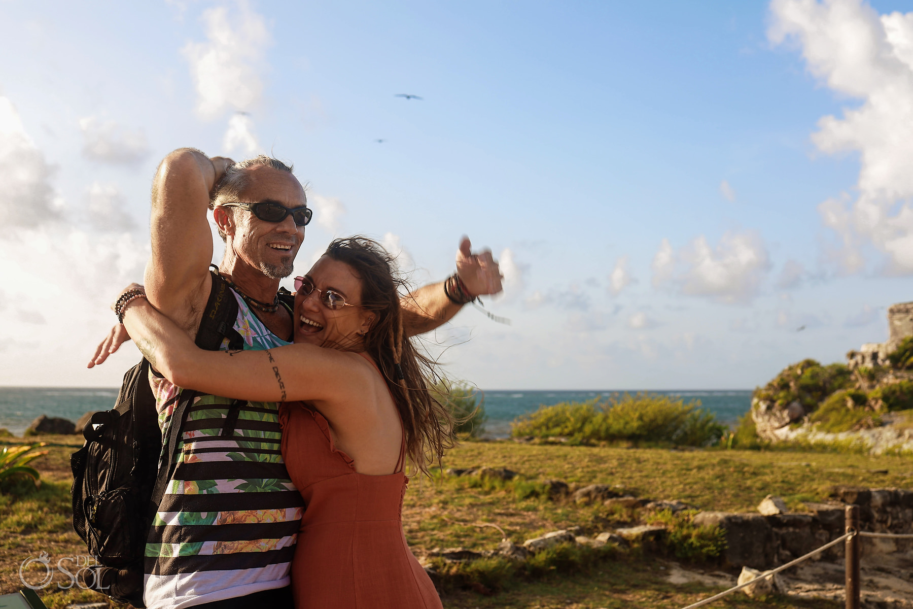 unique couple portrait session Tulum ruins sunrise mexico