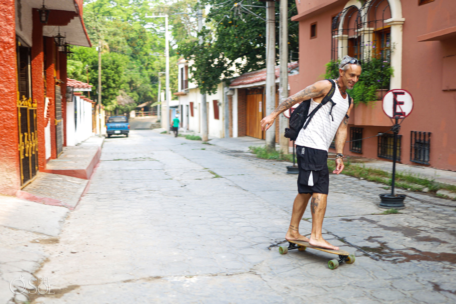 Longboard in city streets Chiapas Mexico