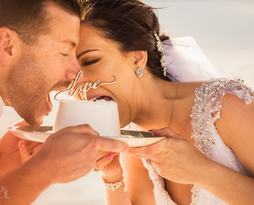 epic cake cutting bride and groom Secrets Maroma Elopement Playa del Carmen Mexico