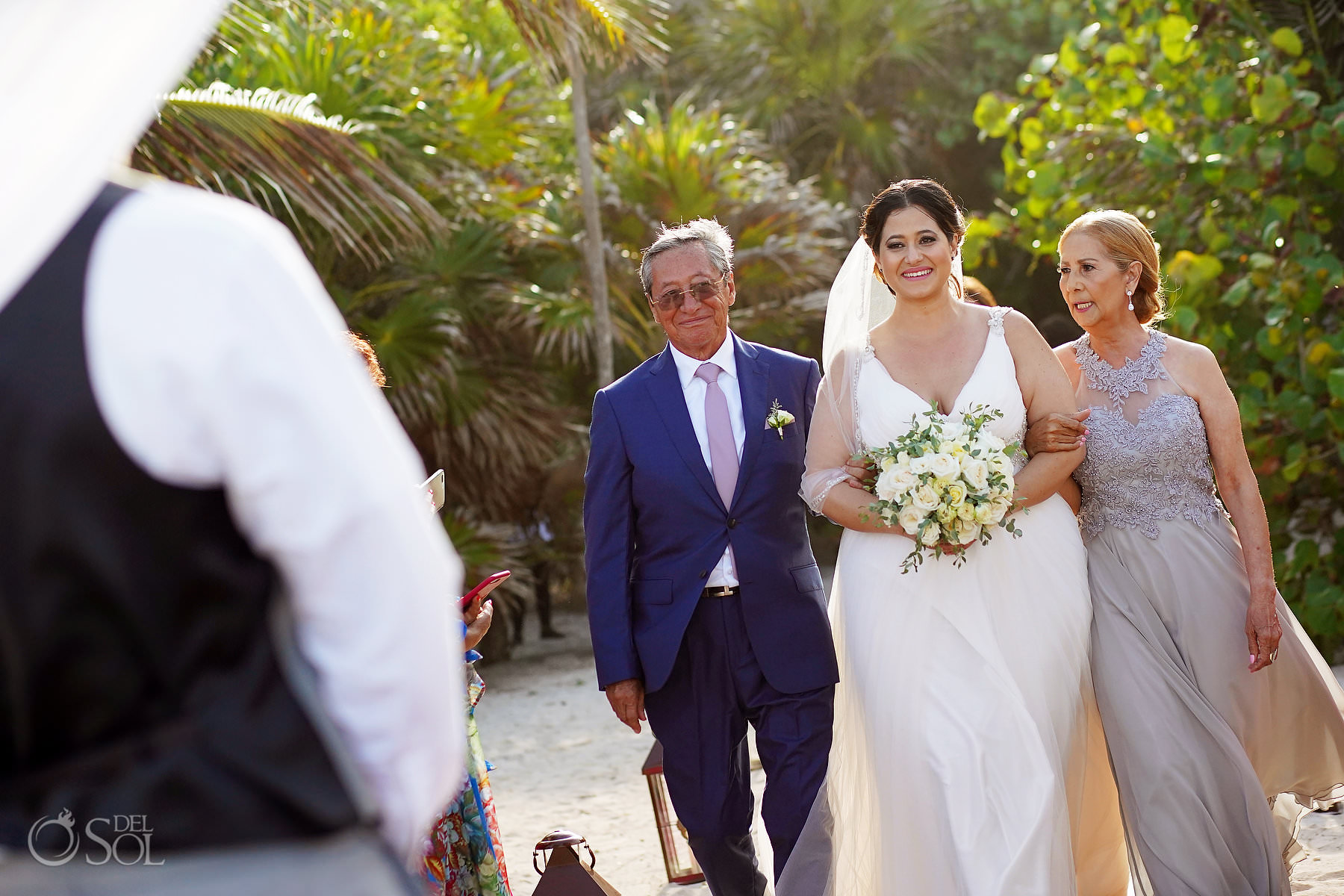 Akumal Bay Beach wedding bride entrance tropical sea location