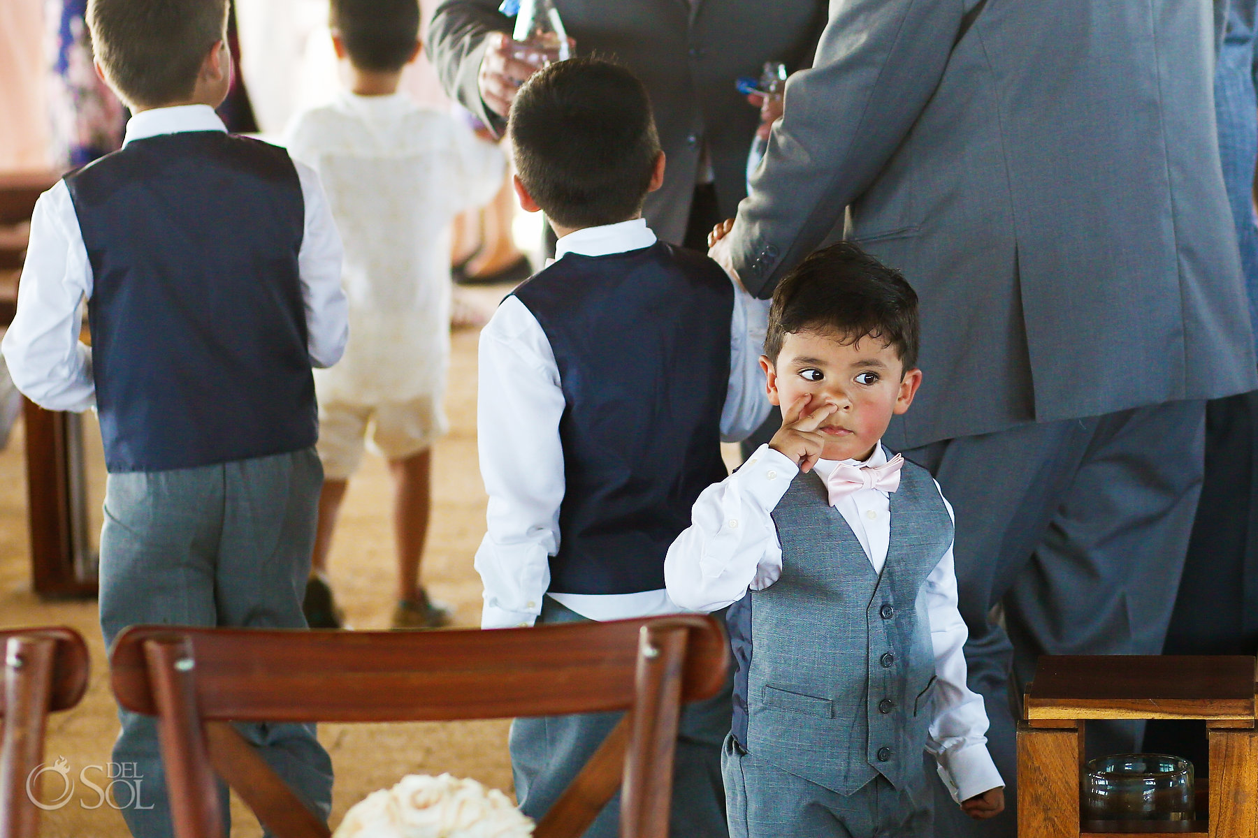 funny wedding photo ringbearer picking nose kids will be kids
