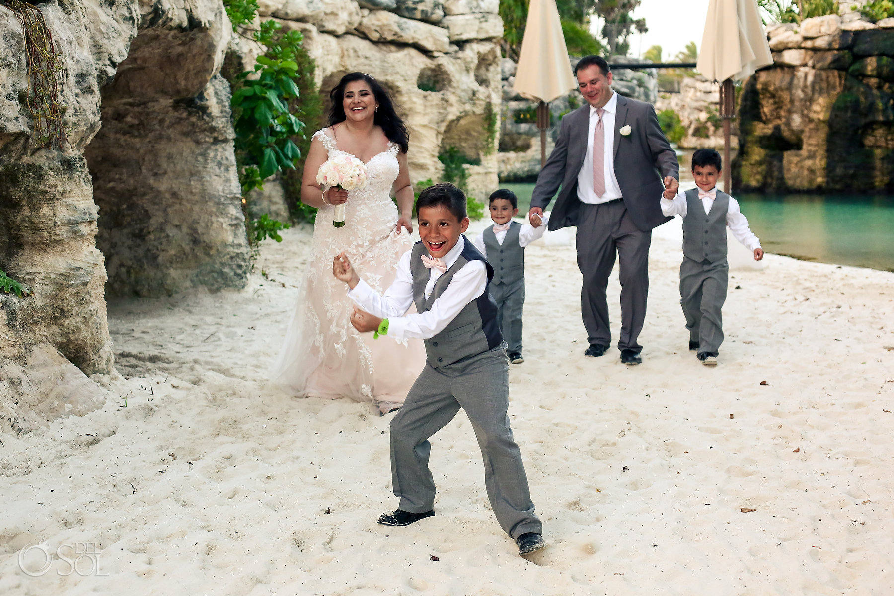 include your children in your wedding reception entrance Hotel Xcaret Mexico Caleta