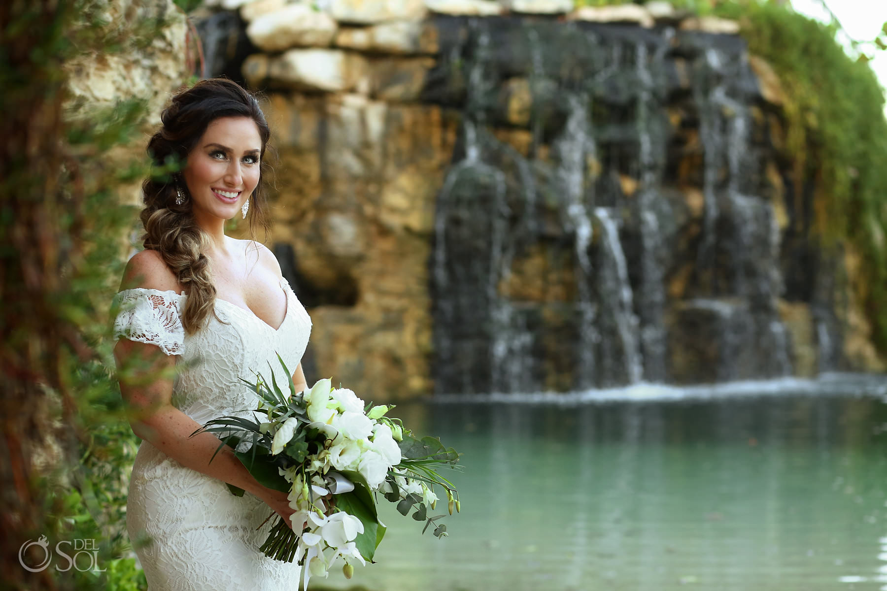 Hotel Xcaret Mexico Wedding coctail location Cuevitas Caleta waterfall