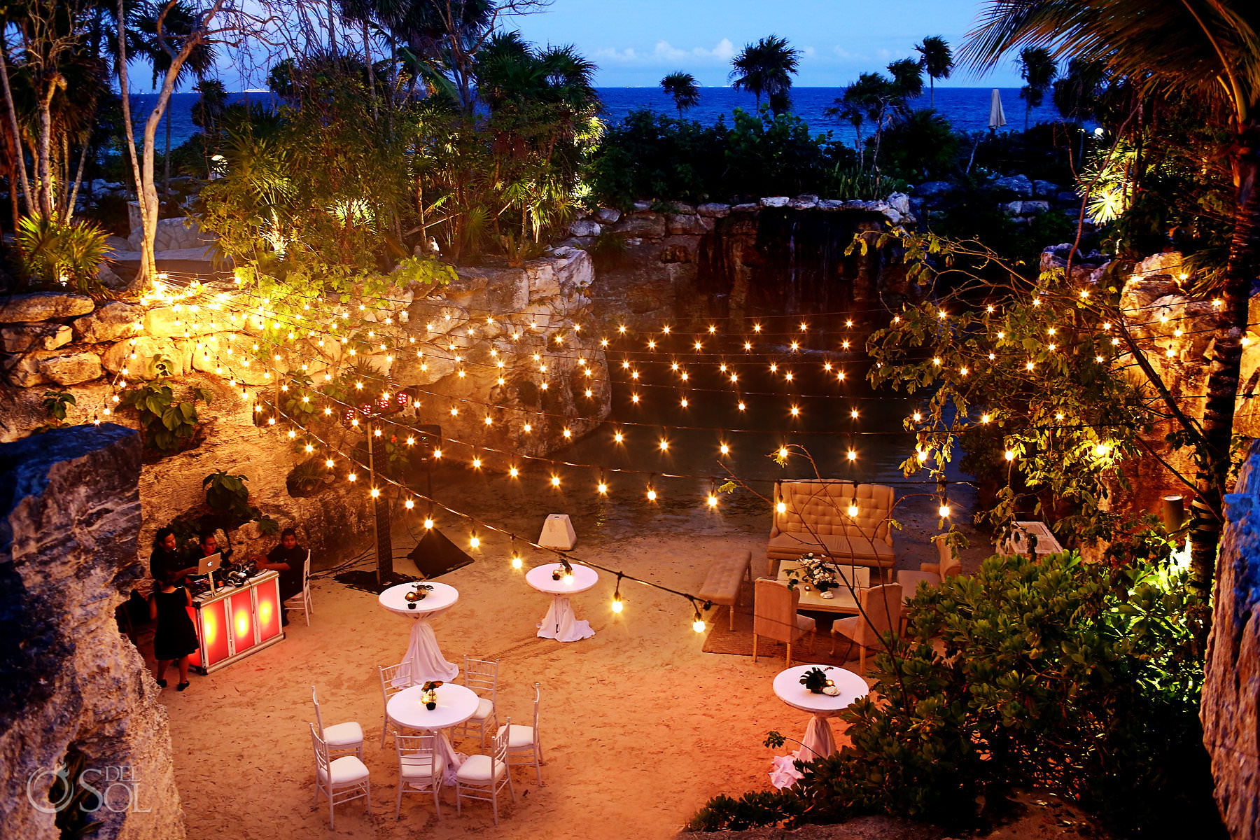 Hotel Xcaret Mexico Wedding reception location Bar Cuevitas Caleta 