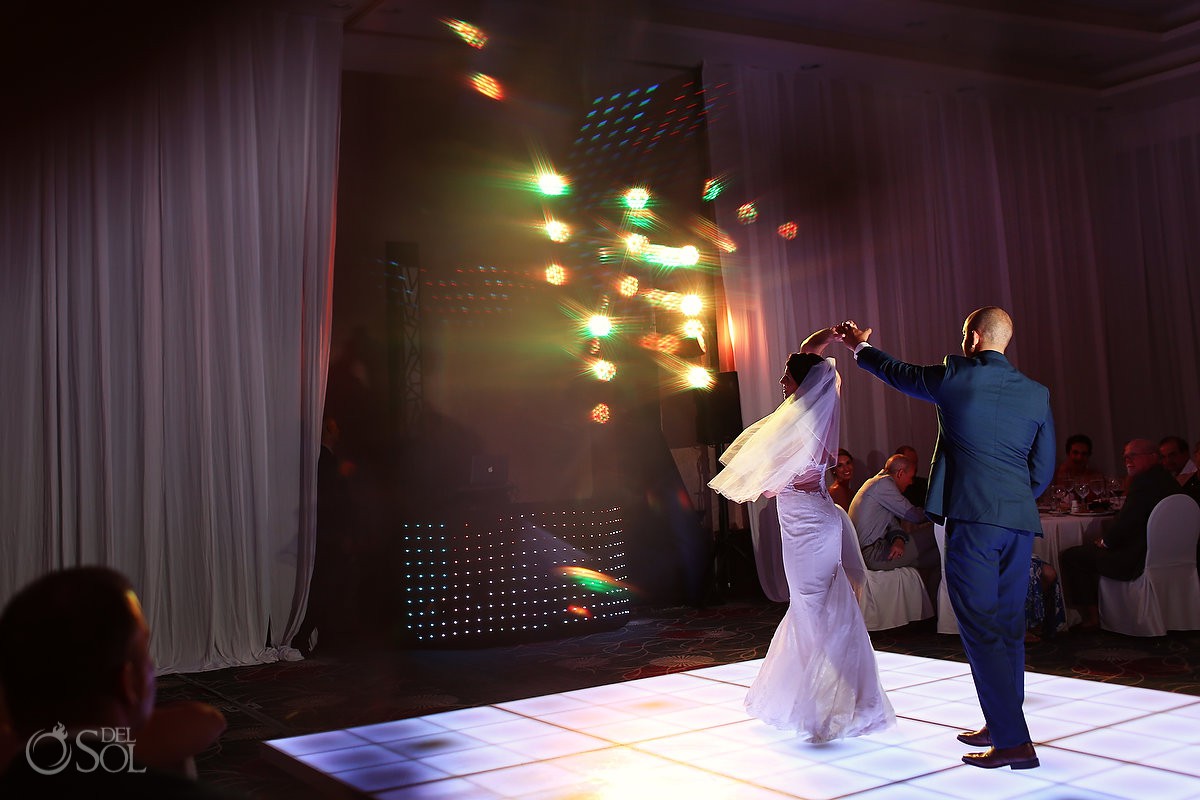 Secrets Playa Mujeres Weddings ballroom reception first dance