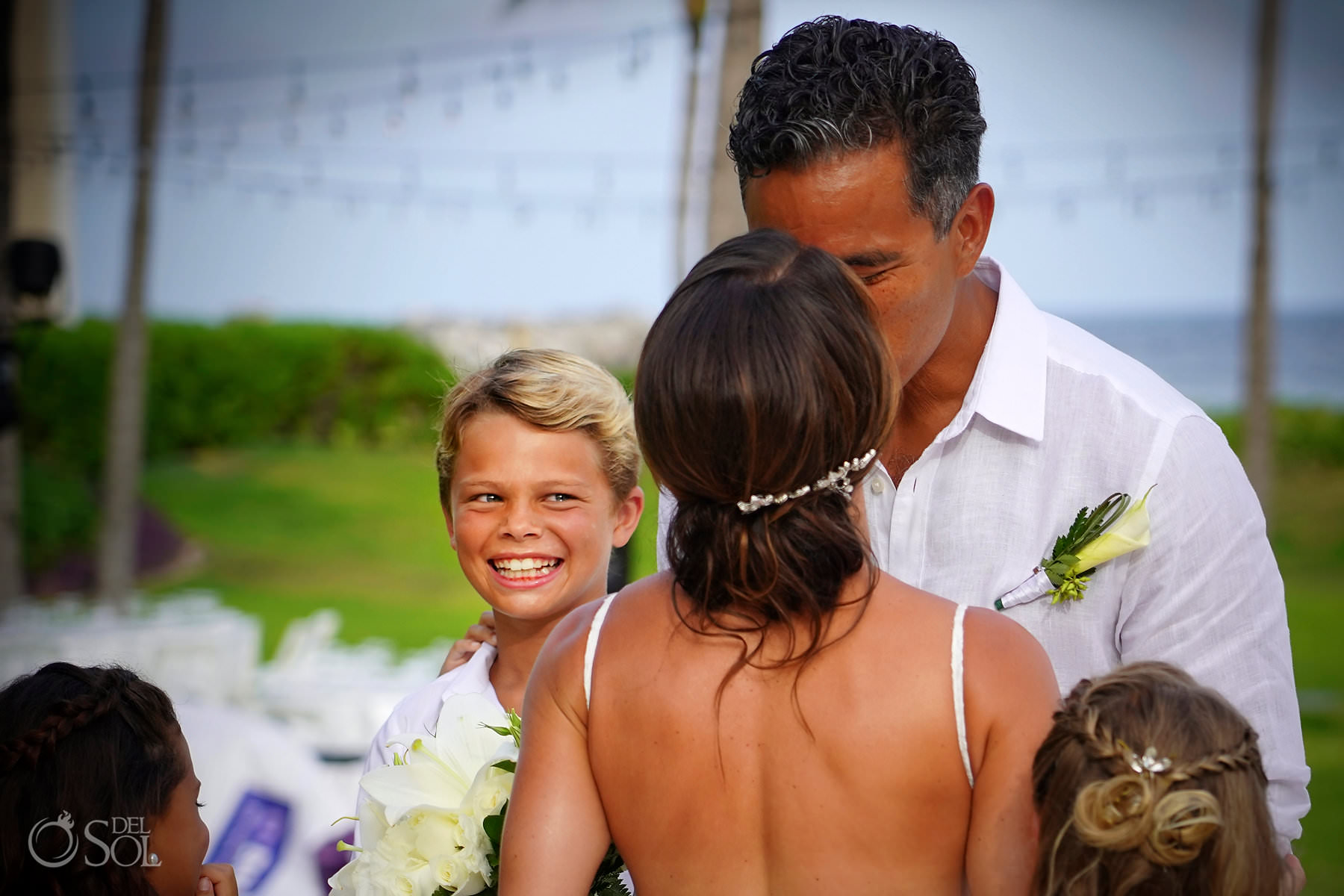 family intimate first look Mexico wedding