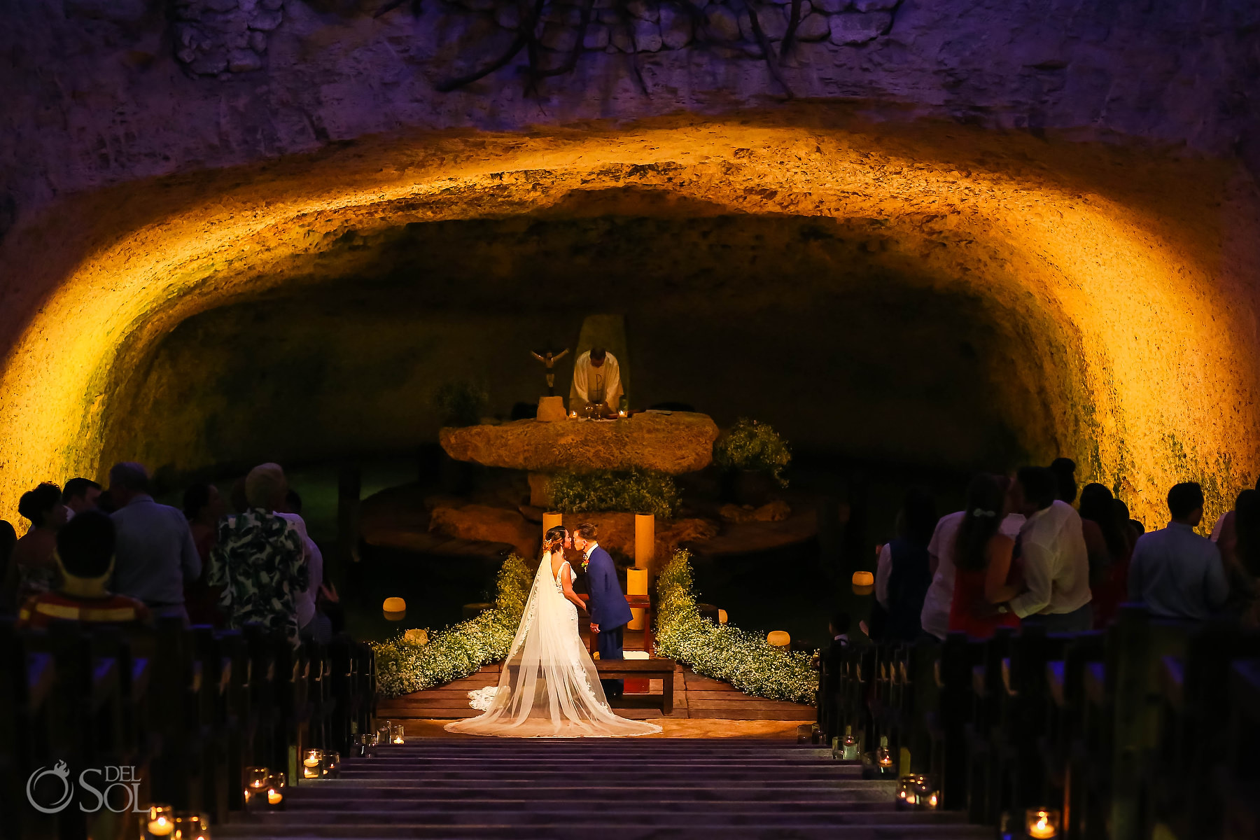 epic Xcaret Chapel of Guadalupe wedding ceremony 