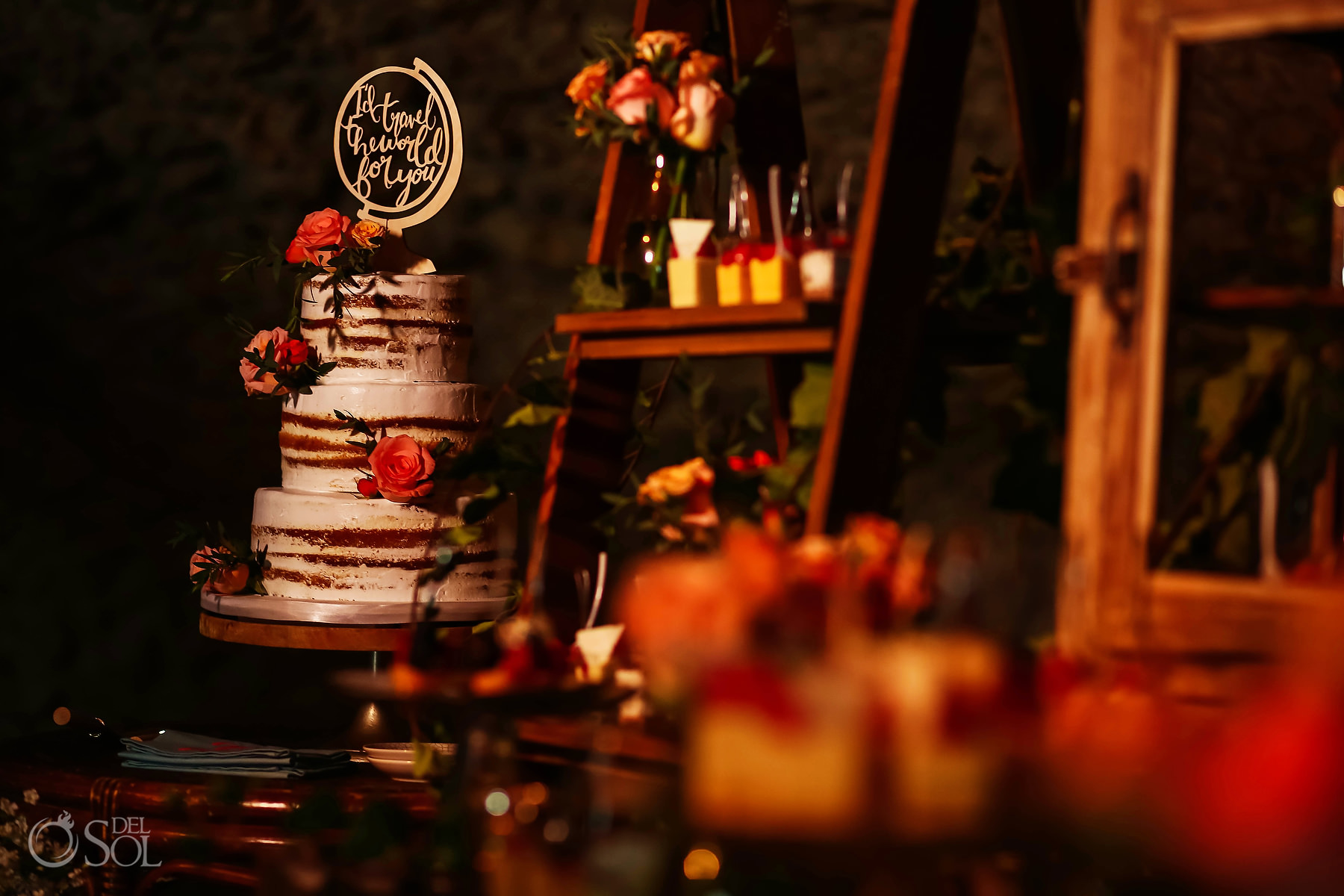 La Isla restaurant Xcaret Park wedding reception cake decoration 