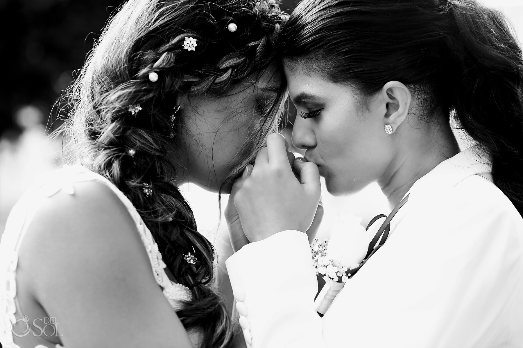 Black and white brides moment Mexico Same Sex Wedding