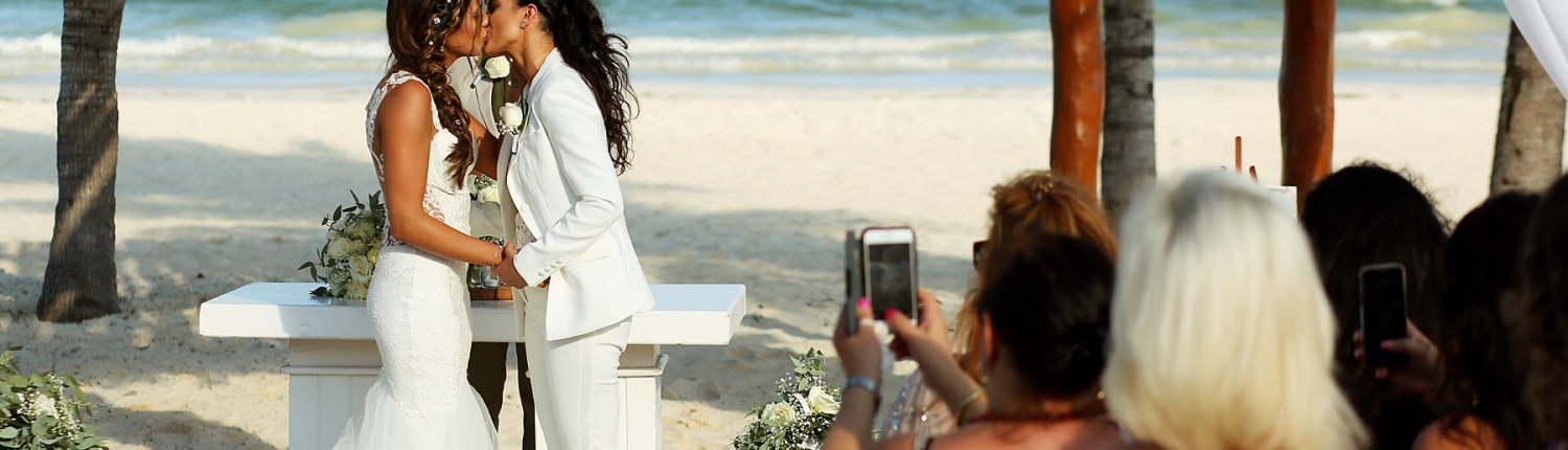 Same Sex Wedding Ceremony First Kiss Secrets Maroma Beach