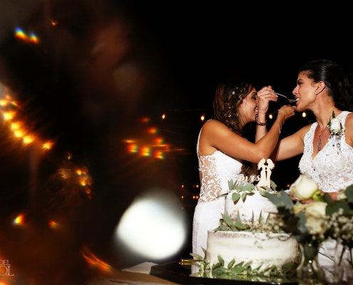 Gay brides cake cutting Mexico Same Sex Wedding Secrets Maroma Beach Riviera Cancun