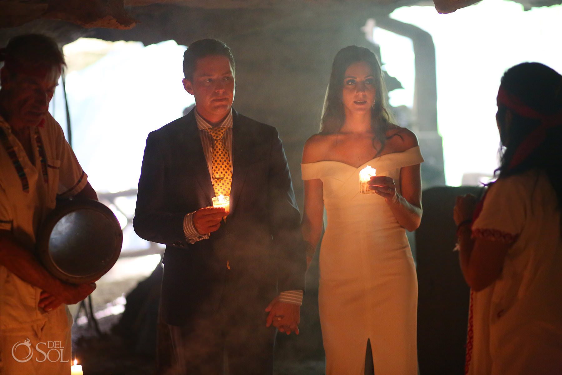 Elopement ceremony underground in Mexican cenotes