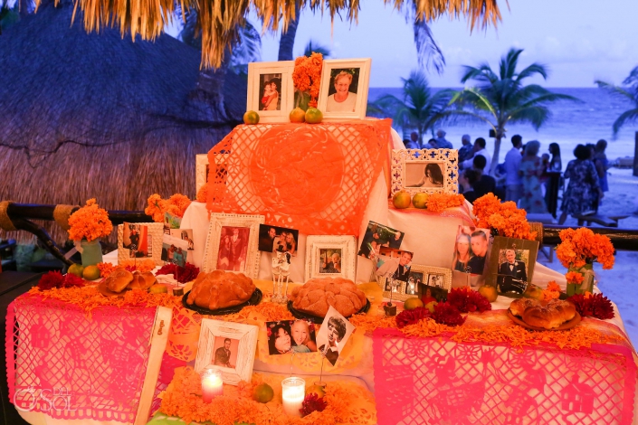 Day of the dead altar Mexico wedding reception tribute ideas