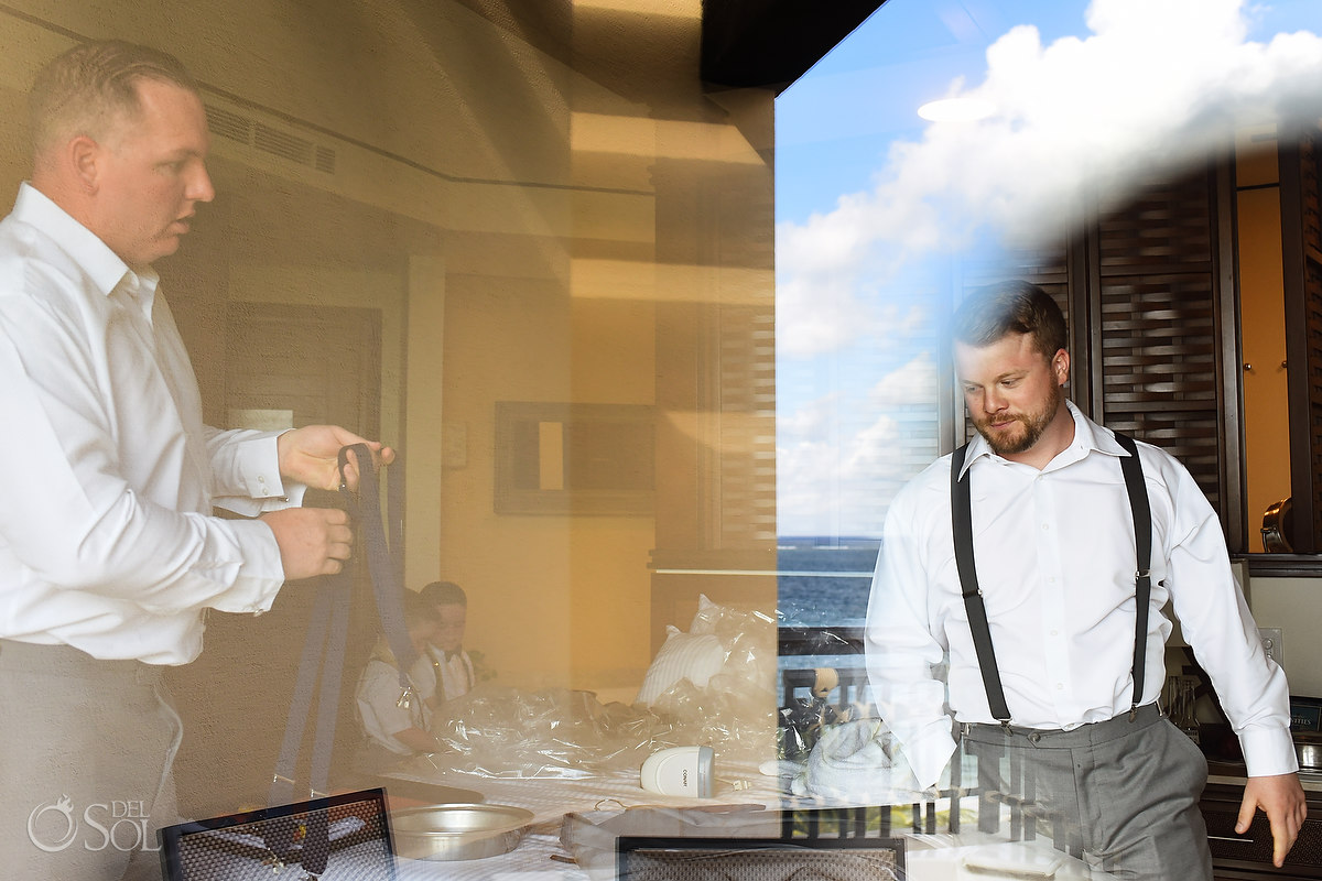 groom getting ready Dreams Riviera Cancun Wedding 