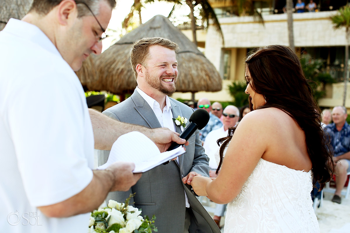 ring exchange Dreams Riviera Cancun Beach Wedding 