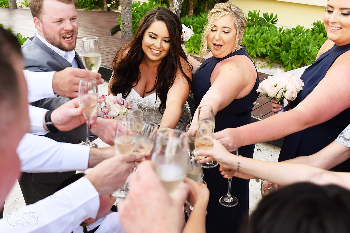 bridal party champagne toast