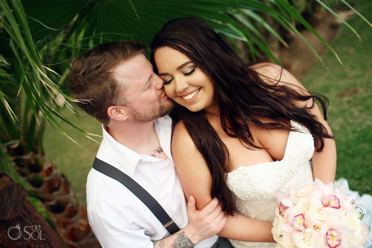 Dreams Riviera Cancun Wedding Photographer couple portrait tattooed groom