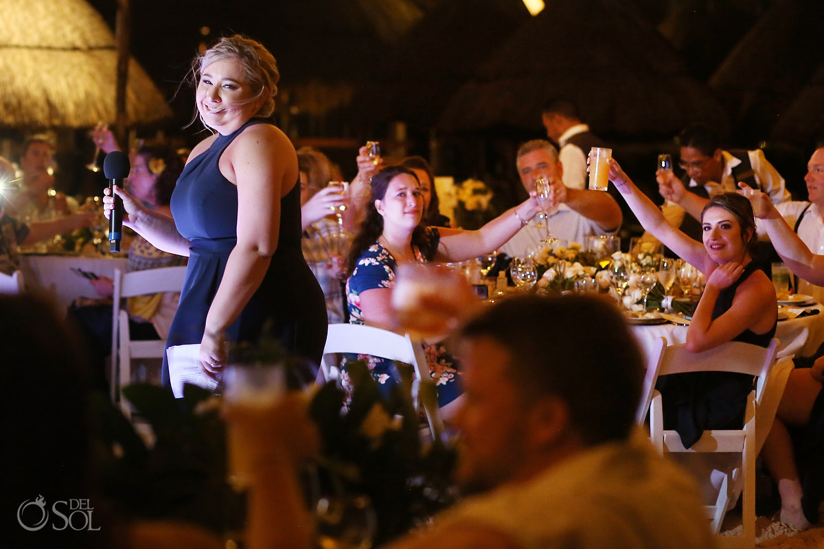 speeches Dreams Riviera Cancun Beach Wedding reception